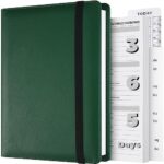 Planner, Weekly & Monthly Planner Lasts 365 Day, Refillable A5 Undated Planner with Tabs, Habit and Budget Tracker, Pockets, Bookmark, Thick Paper Large Leather Planner Notebook Organizer, Green