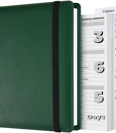 Planner, Weekly & Monthly Planner Lasts 365 Day, Refillable A5 Undated Planner with Tabs, Habit and Budget Tracker, Pockets, Bookmark, Thick Paper Large Leather Planner Notebook Organizer, Green