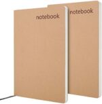 Notebooks College Ruled, Kraft Notebooks Journals for Writing, Soft Cover Notebook Journal for Women Men, Numbered Pages & Index, 5.5" x 8.1" for A5 Refillable Notebook Cover, Thick Paper, Lay Flat