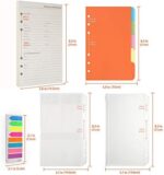 A5 Refill Paper, 200 Lined Pages, 5 Tabs Binder Divider, 160 PCS Index Tabs with Ruler, 2 PCS PVC Pockets, Binder Inserts for Refillable Planner Organizer