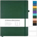 Blank Notebook, Hardcover Sketch Book, 8.5" x 11" Large Blank Journal, No Bleed Thick Paper Sketchbook for Drawing, Unlined Notebook Journal for Women Men School, A4 Leather Sketchbook Lay Flat, Green