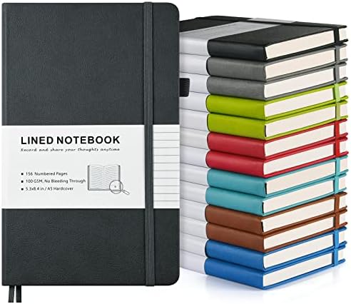 MALEDEN Leather Journal Notebook, 14 Pack Lined Notebook Journal for Women Men, Planner, Numbered Pages with Index Content, 100 GSM Thick Paper, Inner Pockets, A5 Hardcover Notebooks Bulk