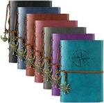 7 Pack Journals Notebooks, PU Leather Travel Refillable Journal for Writing, Journal Bulks for Women Men, Students Gifts, Lined Pages and Vintage Pendants, 7 x 5 inches, Multicolor