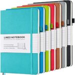 7 Pack Lined Journal Notebook, Hardcover PU Leather Notebook for Men Women, 100 GSM Thick Numbered Pages with Index Content, Inner Pockets, Bookmarks, A5 Ruled Writing Journal Bulk (Multicolor)