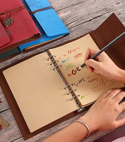 MALEDEN Leather Writing Journal Notebook, Classic Spiral Bound Notebook Refillable Diary Sketchbook Gifts with Unlined Travel Journals to Write in for Girls and Boys