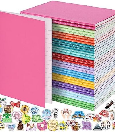 Small Notebooks, 36 Pack Journals with 36 Motivational Stickers, 60 Page Lined Journals for Writing, Pocket Notebook for Kids Party Favors, Student Gifts, Stocking Stuffers, Mini Journals Bulk